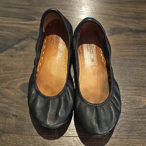Matte Black Leather Tieks Women's Ballet Flats Sz 10